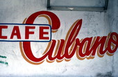 Painted sign for the Cafe Cubano in Little Havana - Miami, Florida.