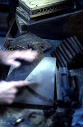 Cigar being made at Ramar Cigars in Little Havana - Miami, Florida.