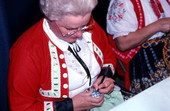 Woman decorating eggs - Tampa, Florida.