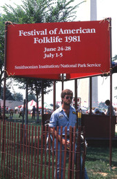 Sign welcoming visitors to the 1981 Festival of American Folklife - Washington, D.C.