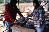 Steve Moody making stone crab traps - Perry, Florida