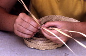 Pam Solano weaving palmetto crafts - White Springs, Florida