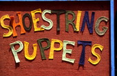 Sign for the Shoestring Puppets show - White Springs, Florida