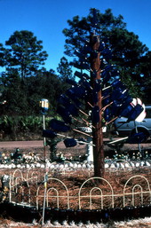 Pine tree made of bottles - Dunn's Creek, Florida.