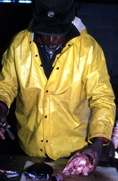 Dave Sheffield cleaning flounder - Palatka, Florida.