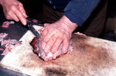 Jerome Schmidt filleting flounder - Palatka, Florida.