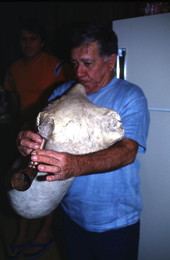 Nikitas Tsimouris playing a tsambouna - Tarpon Springs, Florida