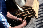 Woodworker Charlie Lewis with an example of his work - Perry, Florida.