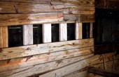 Bow view of ribs below deck inside the boat - Jacksonville, Florida.