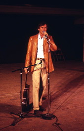 Gamble Rogers telling a story at the 1985 Florida Folk Festival - White Springs, Florida