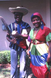 Limone Joseph with a Haitian dancer at the Florida Folk Festival - White Springs, Florida