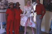 Sahara, Haydee, and Michael Scull with statue of Marilyn Monroe - Miami Beach, Florida.