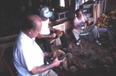 Three men cutting sponges - Miami, Florida.