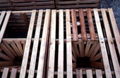 Close-up view of finished lobster traps - Miami, Florida.