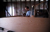 Bobby Shiver constructing an oyster skiff's cabin - Eastpoint, Florida