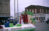 Bob Jones as King Retsyo on float in Florida Seafood Festival parade - Apalachicola, Florida.