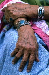 Close-up of Lottie Shore's hands - Brighton Reservation, Florida