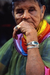 Lottie Shore showing bracelets that she wears - Ochopee, Florida