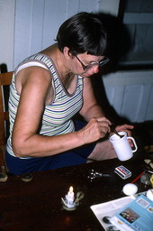 Evelyn Coskey demonstrating Polish egg decoration (pysanky) - Starke, Florida