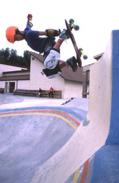 Skateboarder performing an aerial move - Jacksonville, Florida.