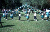 South Hamilton Elementary School students playing with a Maypole - White Springs, Florida