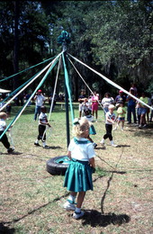 South Hamilton Elementary School students playing with a Maypole - White Springs, Florida