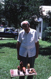 Tony Dell with pieces of woodwork he crafted - Oviedo, Florida