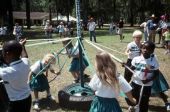 South Hamilton Elementary School students playing with a Maypole - White Springs, Florida