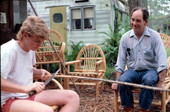 Apprentice Neil Brooks being mentored by furniture maker Robert Rudd in the art of making cypress furniture - Lake Worth, Florida.