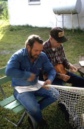 Max Dooley and Reginald Reis making cast nets - Lakeland, Florida