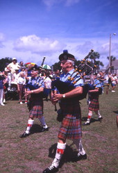 Scottish pipe band performing during the Highland Games in Dunedin, Florida.