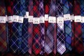 Plaid ties on display at the Highland Games in Dunedin, Florida.