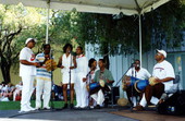 Cuban dance and music ensemble Ife-Ile performing at the Historical Museum of Southern Florida's Harvest Festival in Miami, Florida.