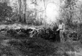 Hard limestone ledge showing contact of Marianna limestone with Ocala formation