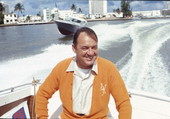 Portrait of Governor Claude Kirk aboard a yacht during an informal press conference - Miami, Florida