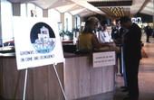 People at the desk signing in for the Governors Conference on Crime and Delinquency