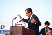 Republican presidential nominee Richard Nixon delivering a campaign speech