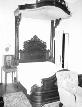 Canopy bed on display at Goodwood