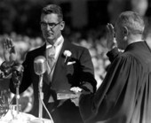 Governor-elect Dan McCarty being sworn in by Chief Justice H.L. Sebring - Tallahassee, Florida.