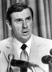 Florida's 37th Governor Reubin Askew commenting on busing at a press conference - Tallahassee, Florida.