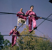 Flying Wallendas daredevil circus act during practice in Sarasota, Florida.