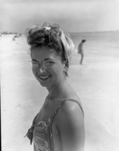 Mabel Ringling (later Anderson) at a Gulf of Mexico beach near Sarasota, Florida.