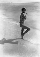 View showing Mabel Ringling (later Anderson) at a Gulf of Mexico beach near Sarasota, Florida.