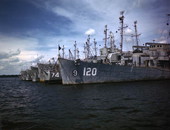 Naval ships "mothballed" at Green Cove Springs, Florida.