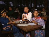 Seminole children in a government school at the Brighton Indian Reservation in Glades County, Florida.