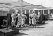 View showing players at the Brooklyn Dodgers training camp in Vero Beach, Florida.
