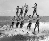 Performers in Joe Cash's water ski Sunday show in Sarasota Bay.