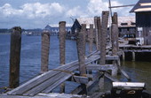 Close-up view showing a dock on the waterfront in St. Augustine, Florida.
