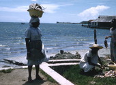 Women cleaning fish in Nassau, Bahamas.