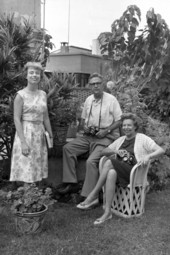 Portrait of photographer Joe Steinmetz with his wife Lois Foley Steinmetz and daughter Lois Duncan in Sarasota, Florida.
